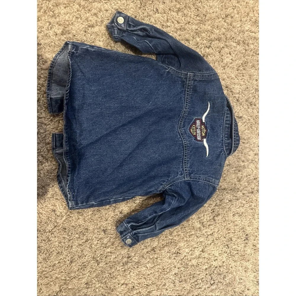 Harley-Davidson Denim‎ shirt Infant 18 months Blue Long Sleeve Cotton